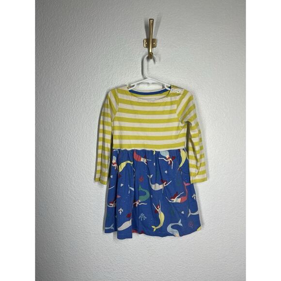 Mini Boden Little Girl Mermaid Print Striped Dress Size 3-4 - Picture 1 of 5